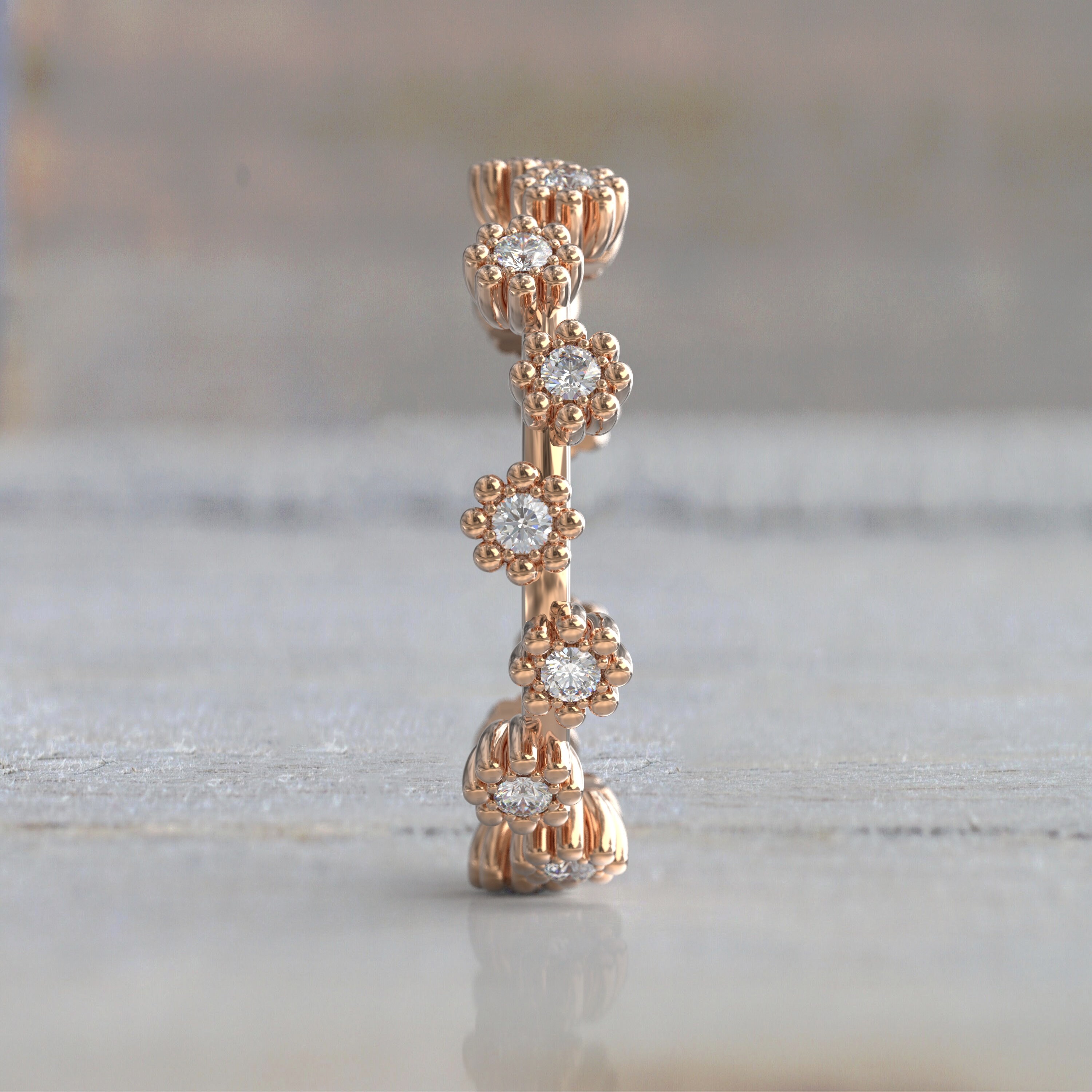 アールデコ ダイヤモンド エタニティ ウェディング バンド – 14K 