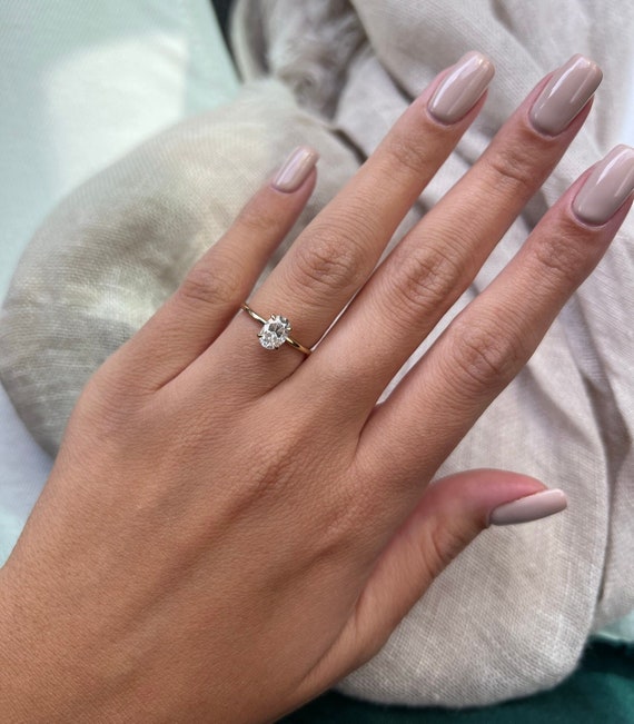 0.8 Carat Oval Solitaire Engagement Ring IGI Certified Lab grown Diamond 1.3mm Thin Band Minimalist Elegance for Women Etsy