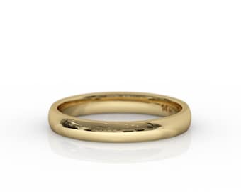 3mm Matte or Polished Gold Band - Comfort Fit Court Profile Wedding Band for Men & Women in 14K/18K Gold