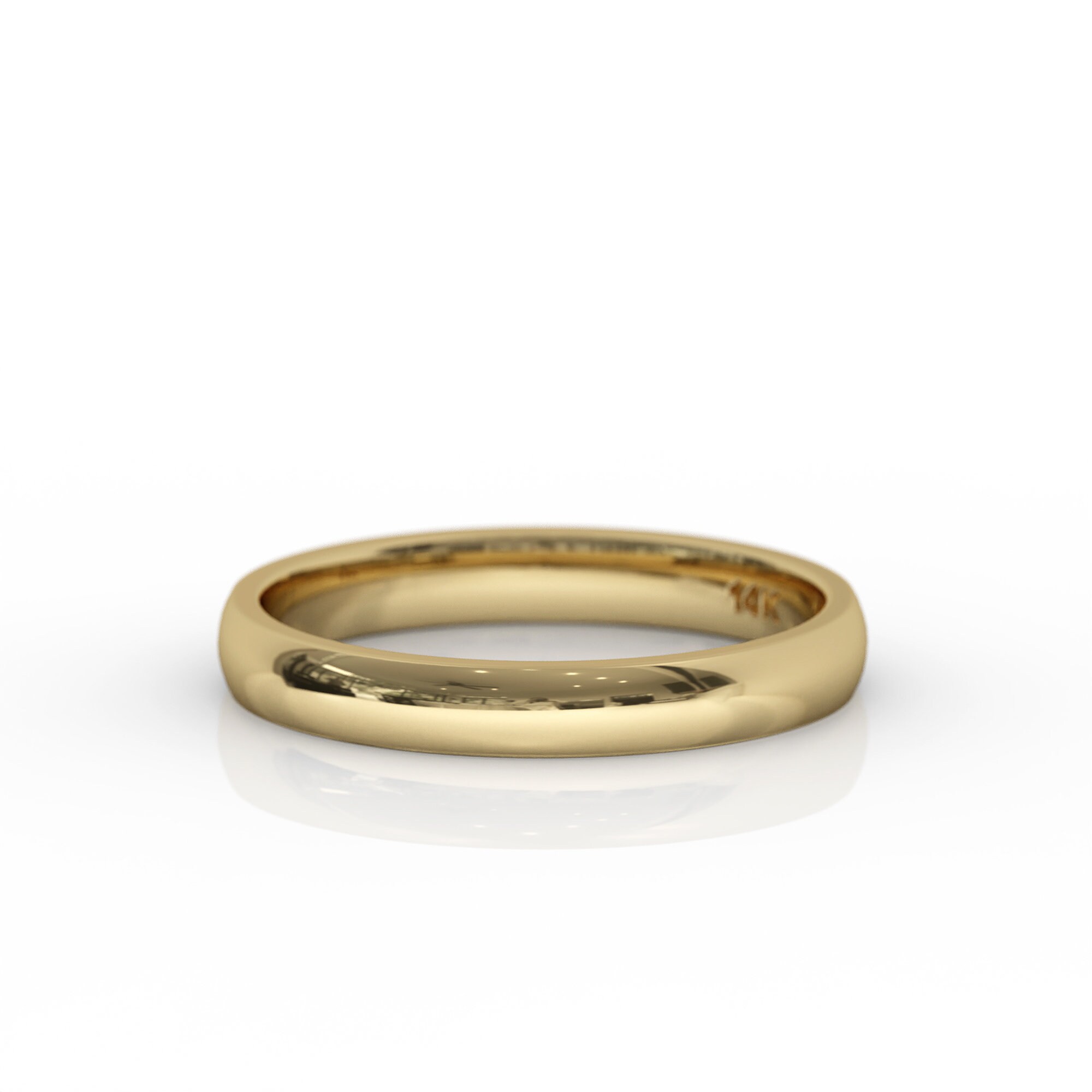 14k Gold Plated Stainless Steel Wedding Band Ring – 3mm Width, Comfort Fit, Unisex – Cubic Zirconia