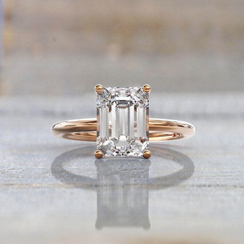 Emerald cut solitaire engagement ring 2 carat 4ct CZ Emerald Etsy