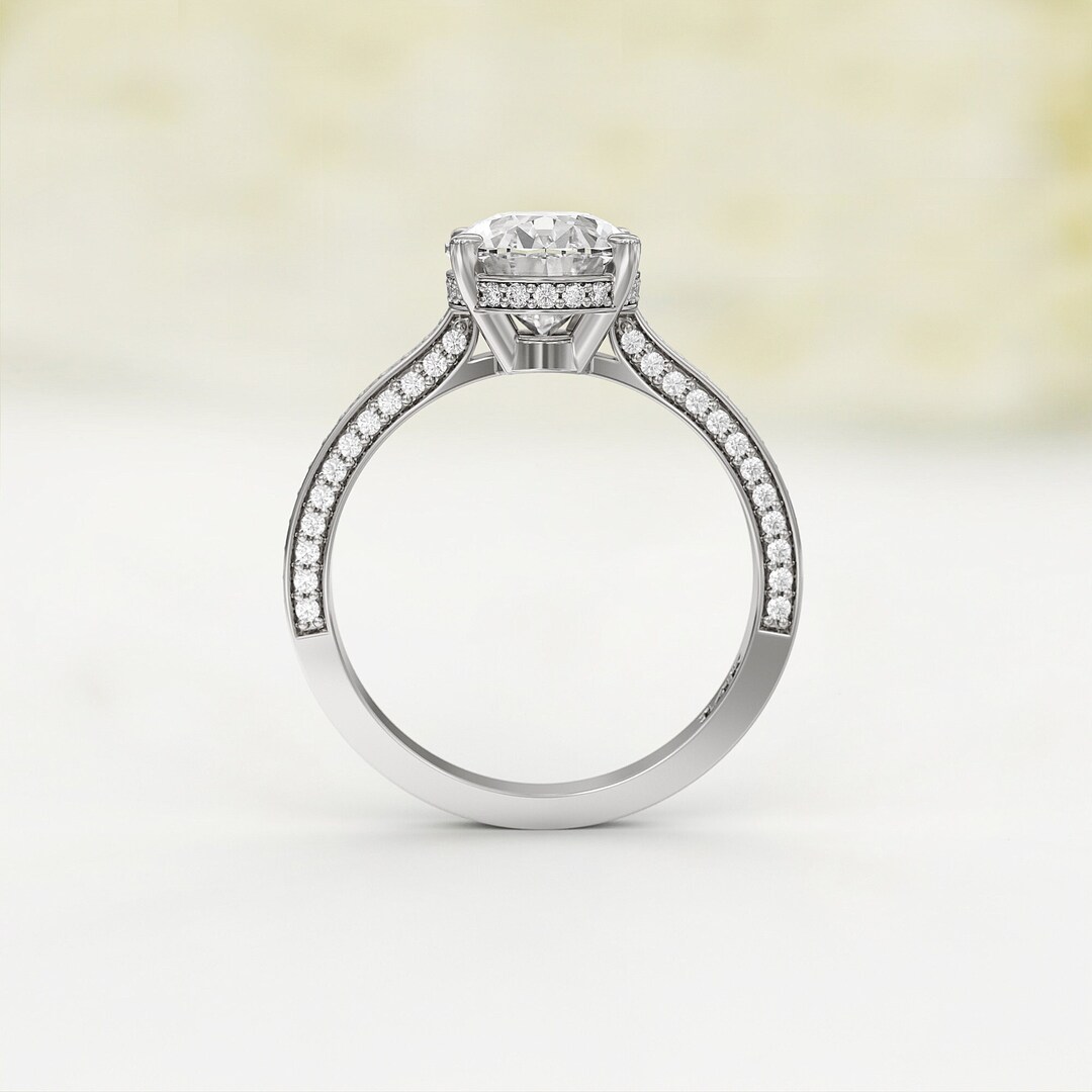 2.5 Ct Oval Lab Diamond Engagement Ring - IGI Certified, Hidden Halo ...