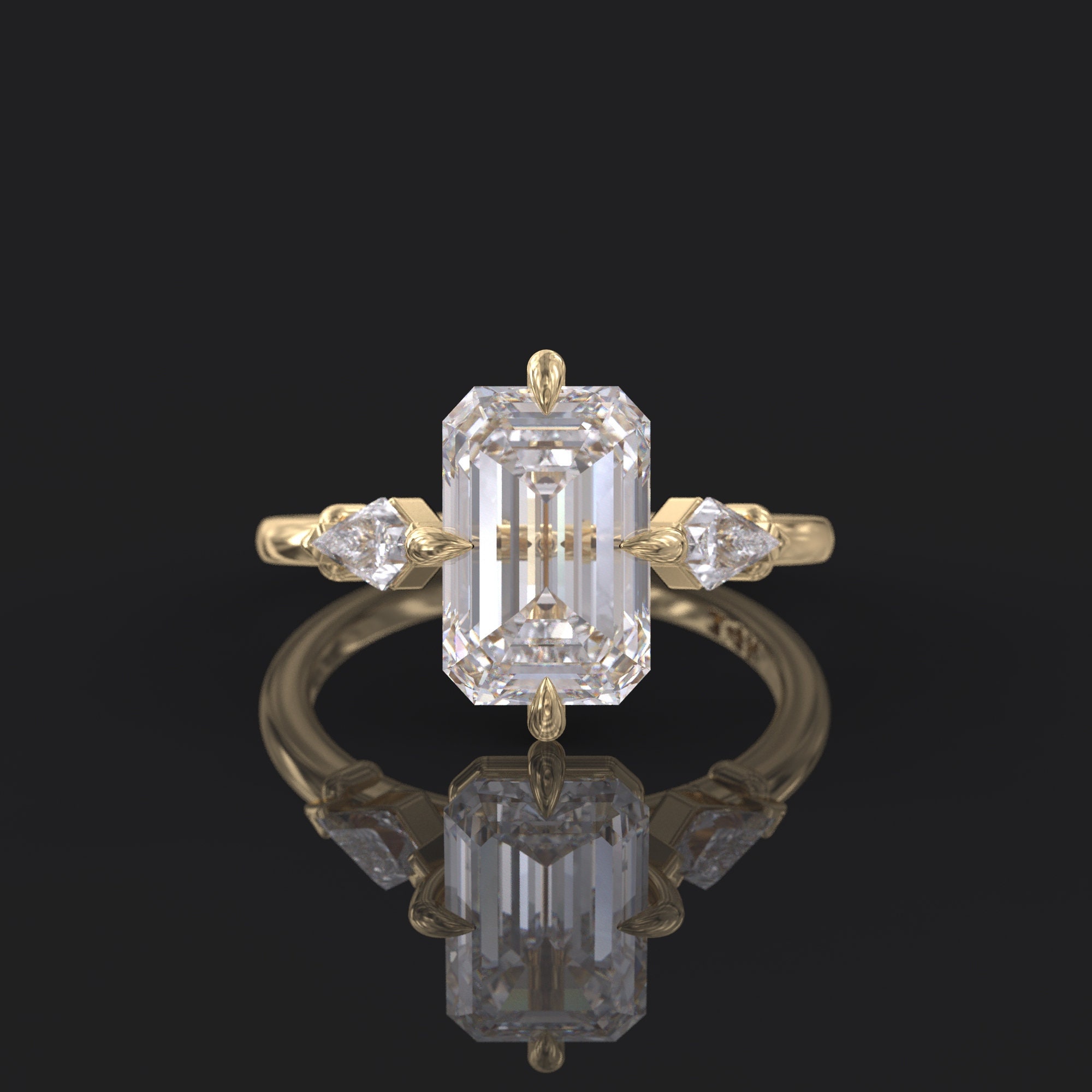 最高級モアサナイト　モアッサナイト　エメラルドカット3ctリング　リピ割 受注制作リング K18WG モアサナイト 3ct エメラルドカット 高品質