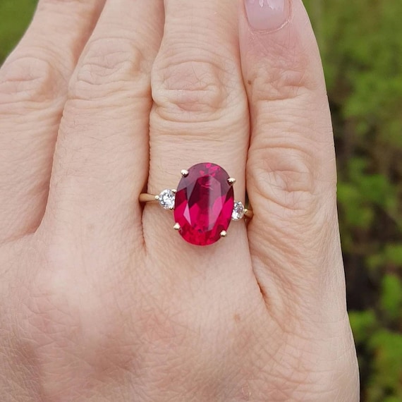 Lab-Created Ruby Heart Ring 1/8 ct tw Diamonds 10K Rose Gold | Kay