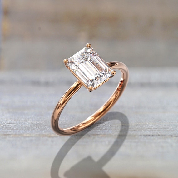 Emerald cut thin band deals