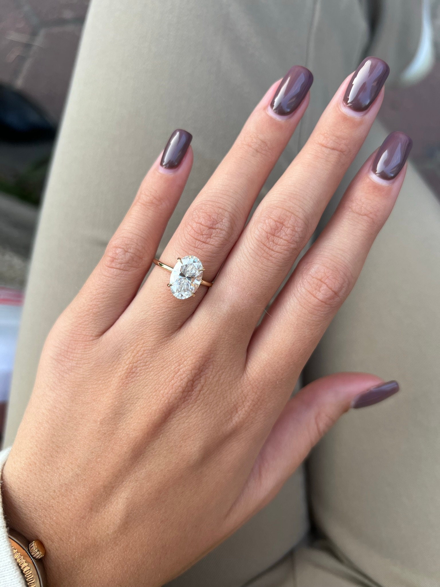 3 Karat ovaler im Labor gewachsener Diamant Verlobungsring Diamant Versteckter Heiligenschein Solitar 14 18K IGI ZERTIFIKAT Etsy