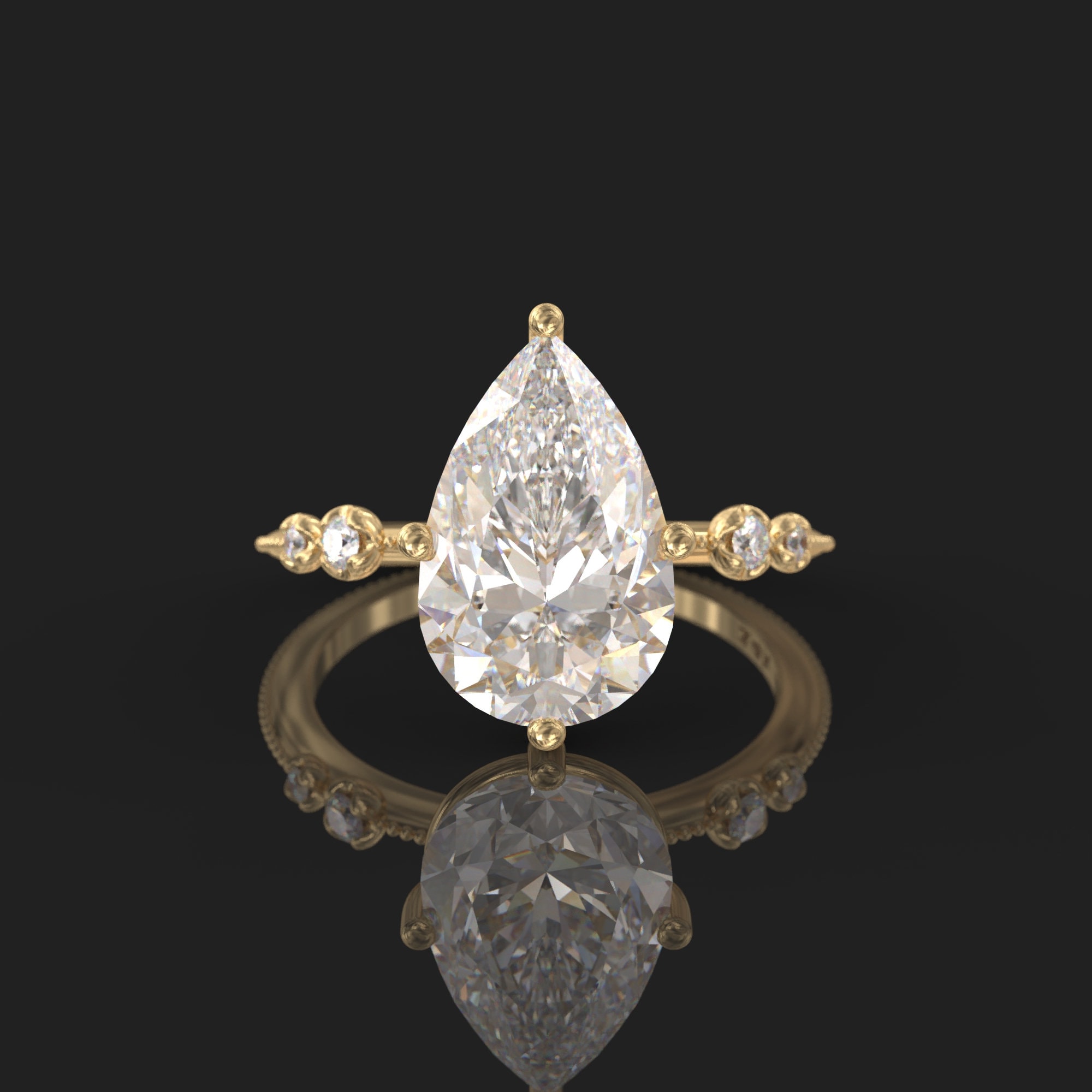 Pear cut engagement ring 3 carat moissanite tear drop & 4 Etsy