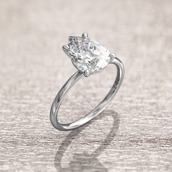 Buy 2ct Solitaire Engagement Ring, Pear Shaped Moissanite, 10x7 Mm