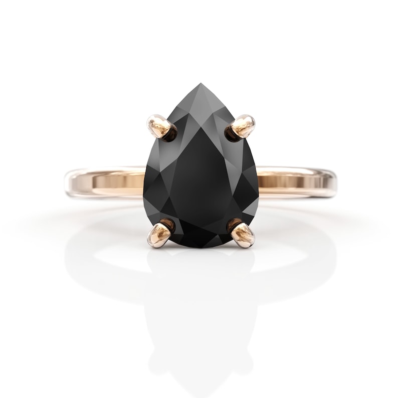 Black diamond engagement ring rose gold 2 carat Teardrop Black Etsy