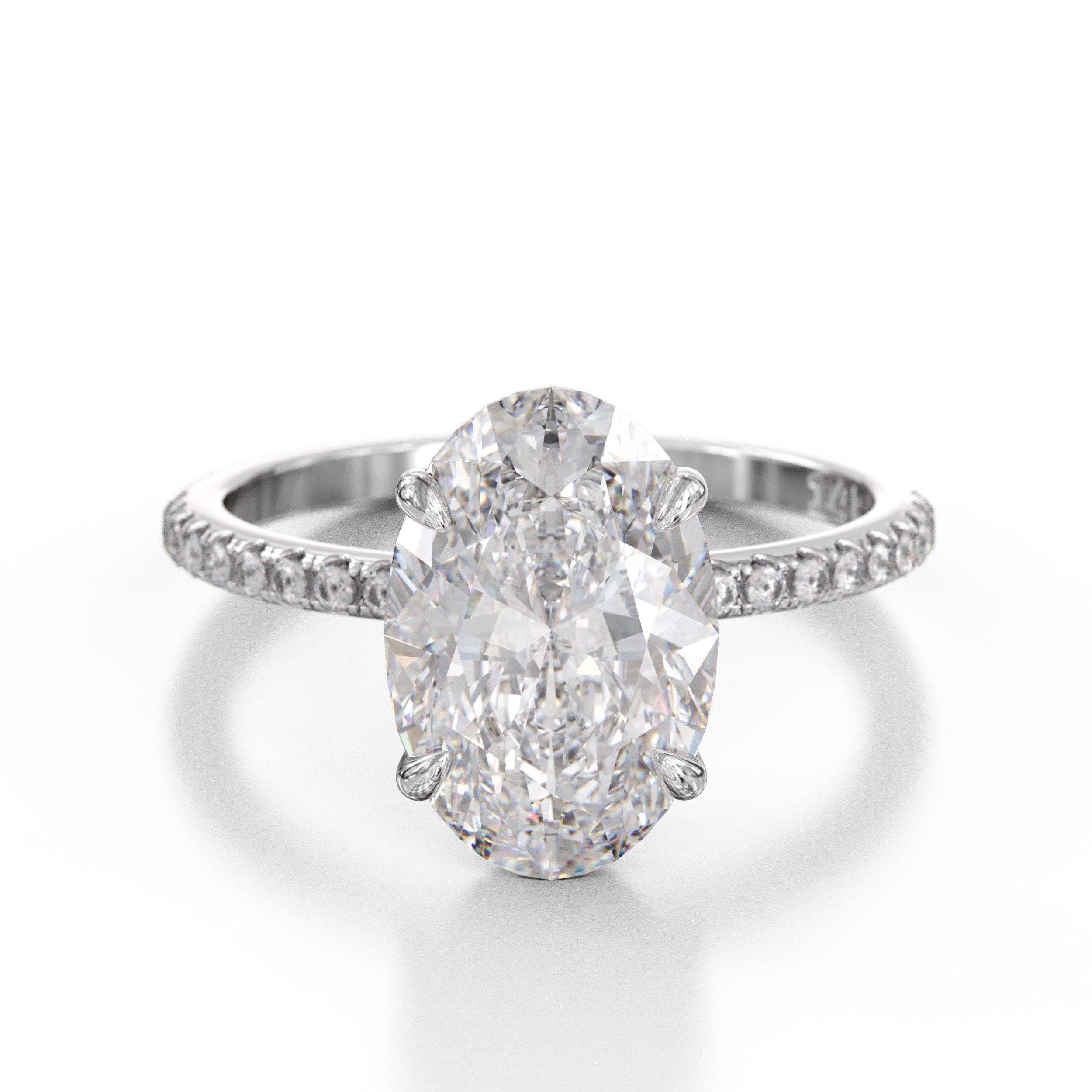 3ct Moissanite Oval Engagement Ring, 12x8mm Oval Moissanite 3ct Moissanite Oval Engagement Ring, 12x8mm Oval Moissanite