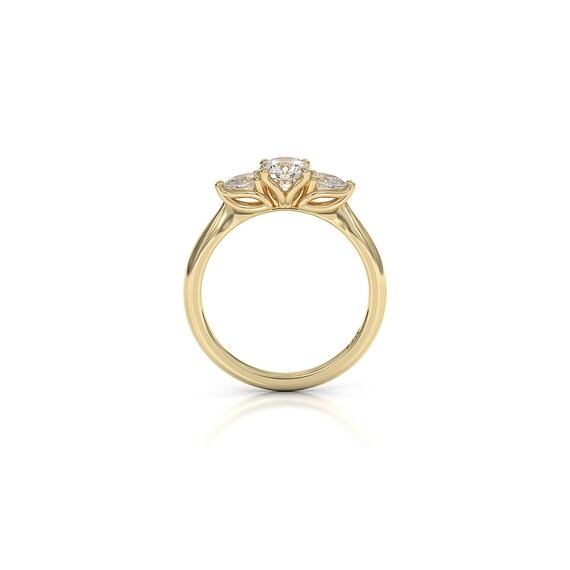 Elegant 3-Stone Round Diamond Ring, Lab-Grown IGI Certified, Classic Tulip Setting