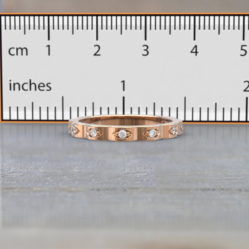 Vintage Inspired Diamond Eternity Ring 14k Yellow Gold 2.5 Mm Thin Ring ...
