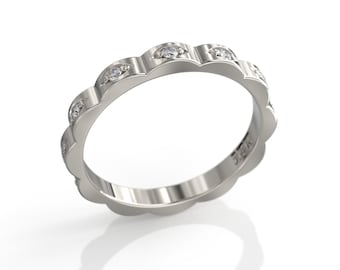 Diamond Wedding Ring 14k White Gold Full Eternity Band Thin Ring Gift