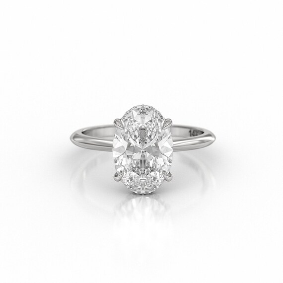 3カラット ラボグロウンダイヤモンド エンゲージリング - オーバル