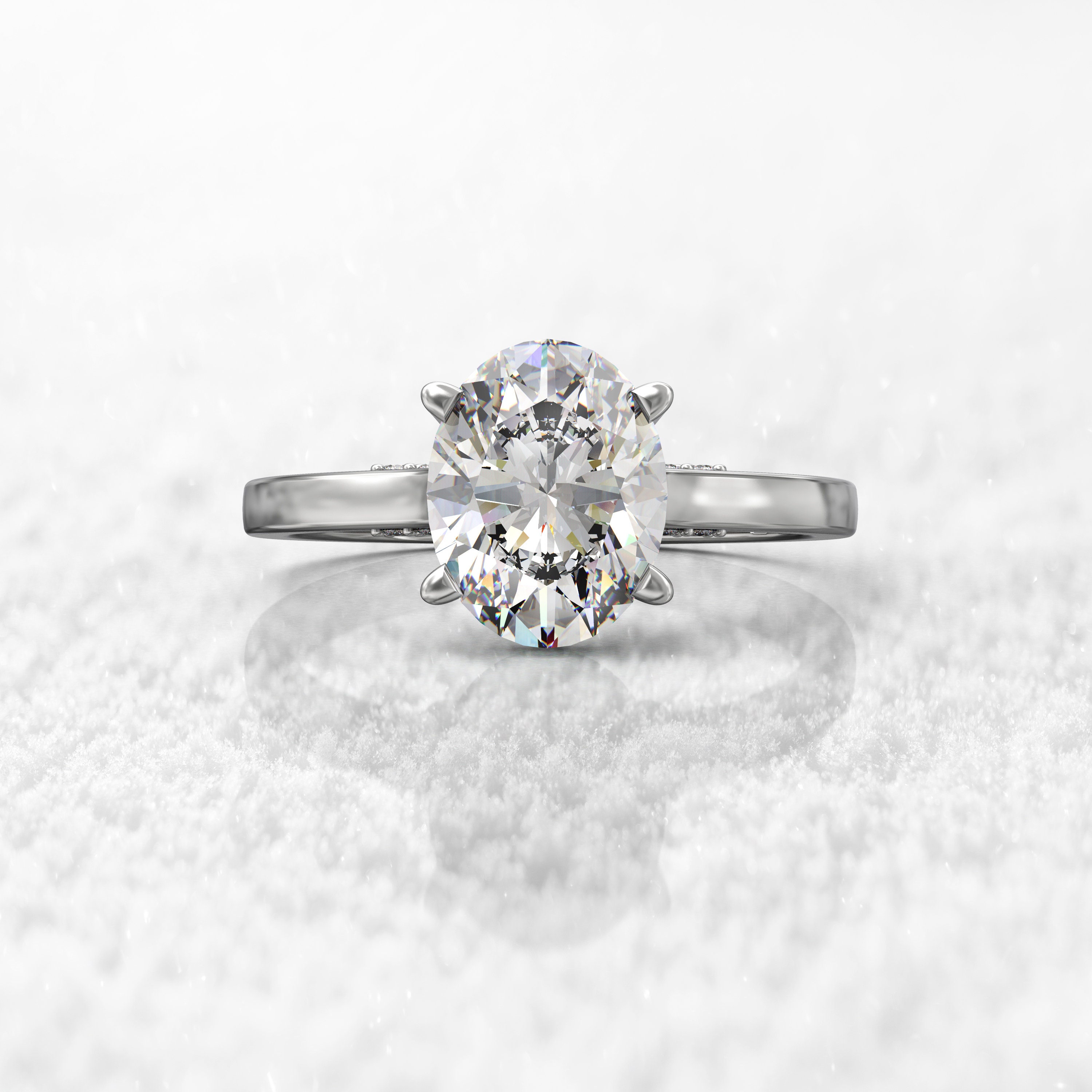 2 carat oval diamond engagement ring Custom Celebrity hidden | Etsy
