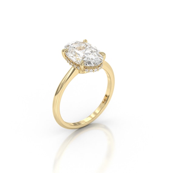 3カラット ラボグロウンダイヤモンド エンゲージリング - オーバル