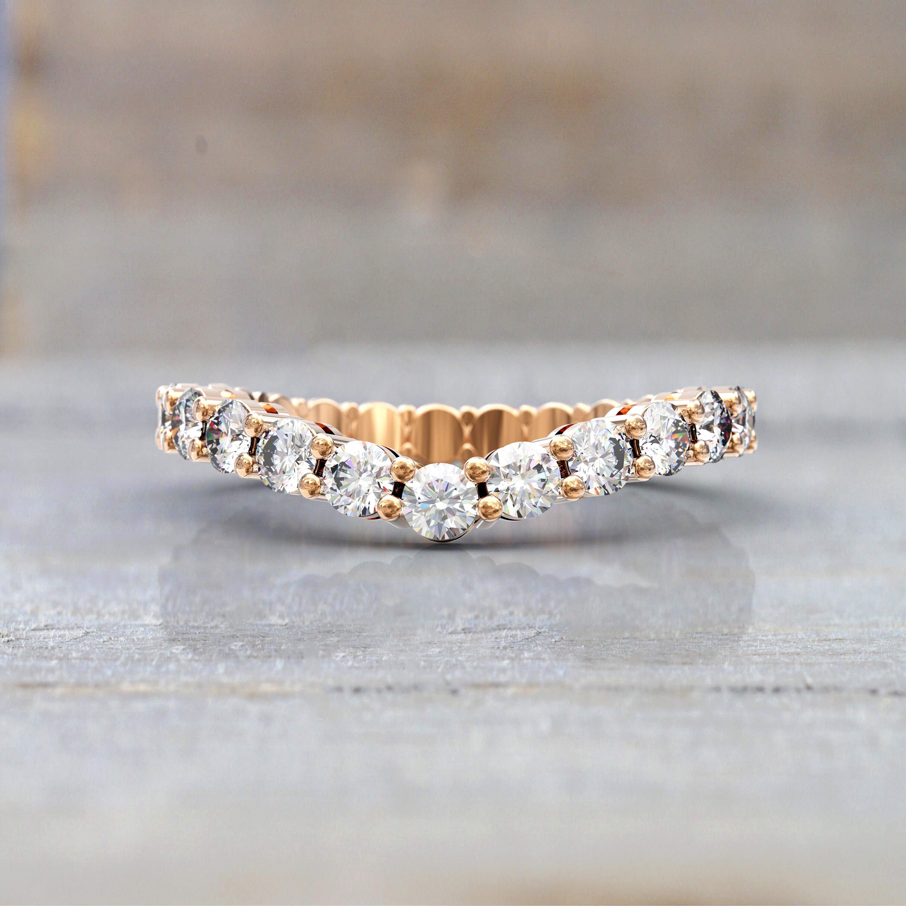 1.5 Carat Curved Wedding Band Women Moissanite Eternity Band Etsy