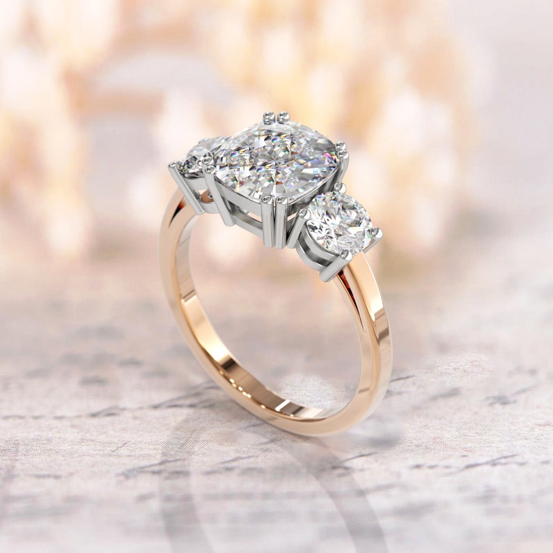 Payment Plan Meghan Ring Cushion Cut Engagement Ring 3 Stone Etsy