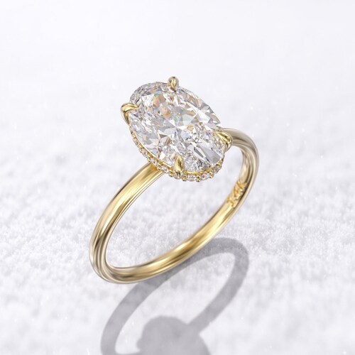 1.50ct Oval Moissanite Engagement Ring 14k Yellow Gold - Etsy