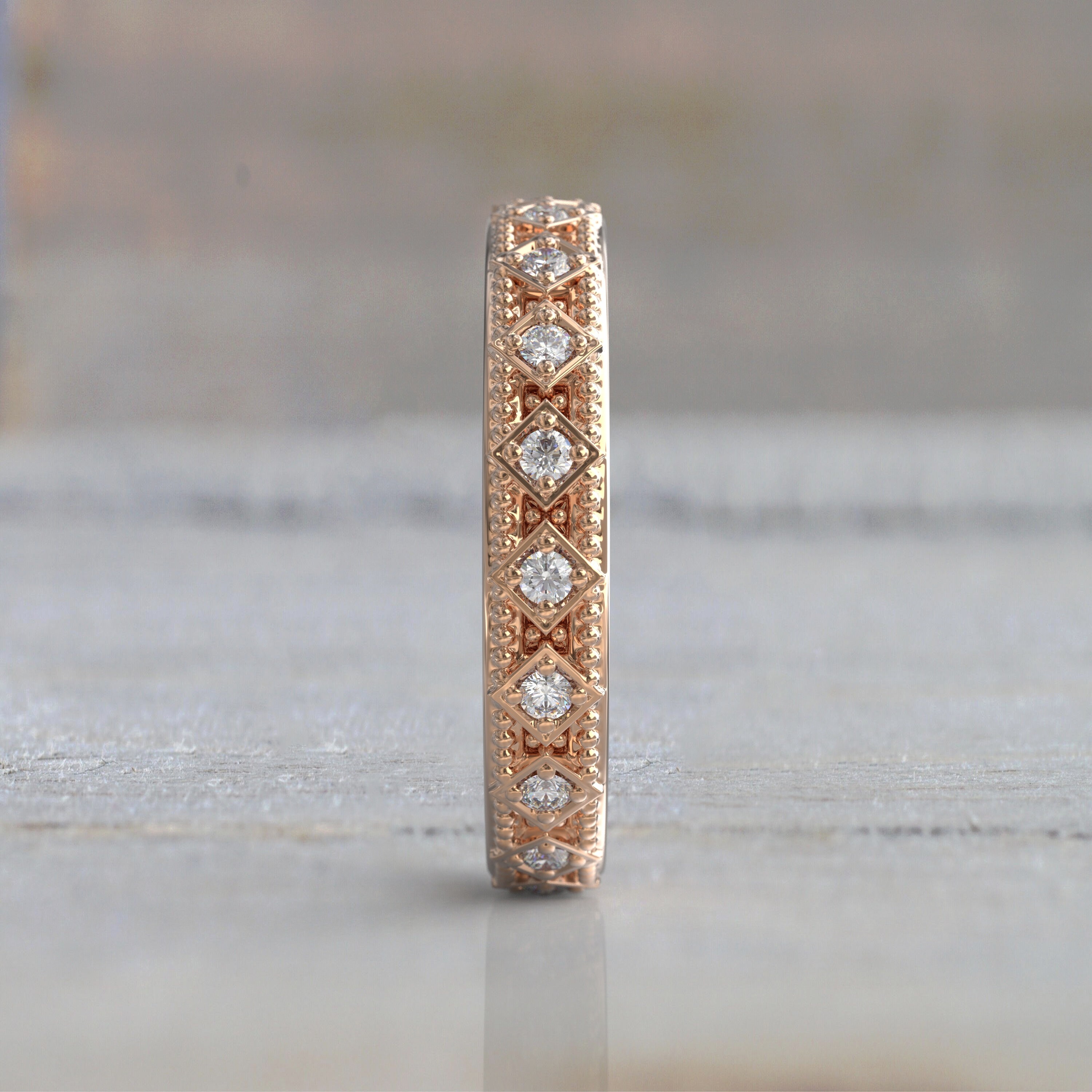 14k Yellow Gold Wedding Band Unique Eternity Ring - Etsy