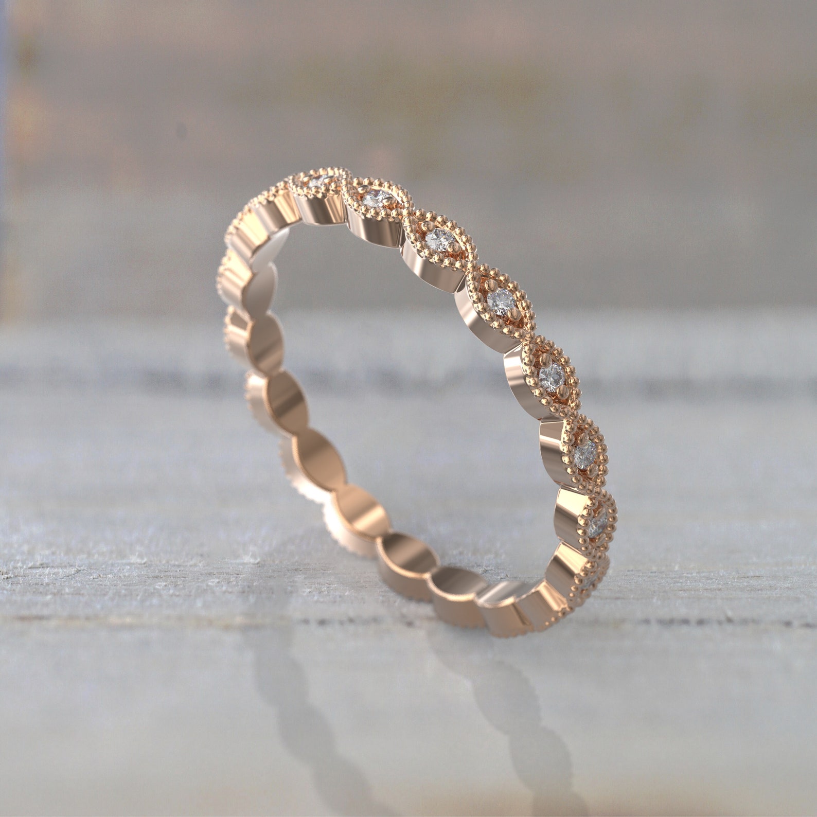 Diamond Eternity Ring Wedding Bands Women 14k Yellow Gold Thin Ring - Etsy
