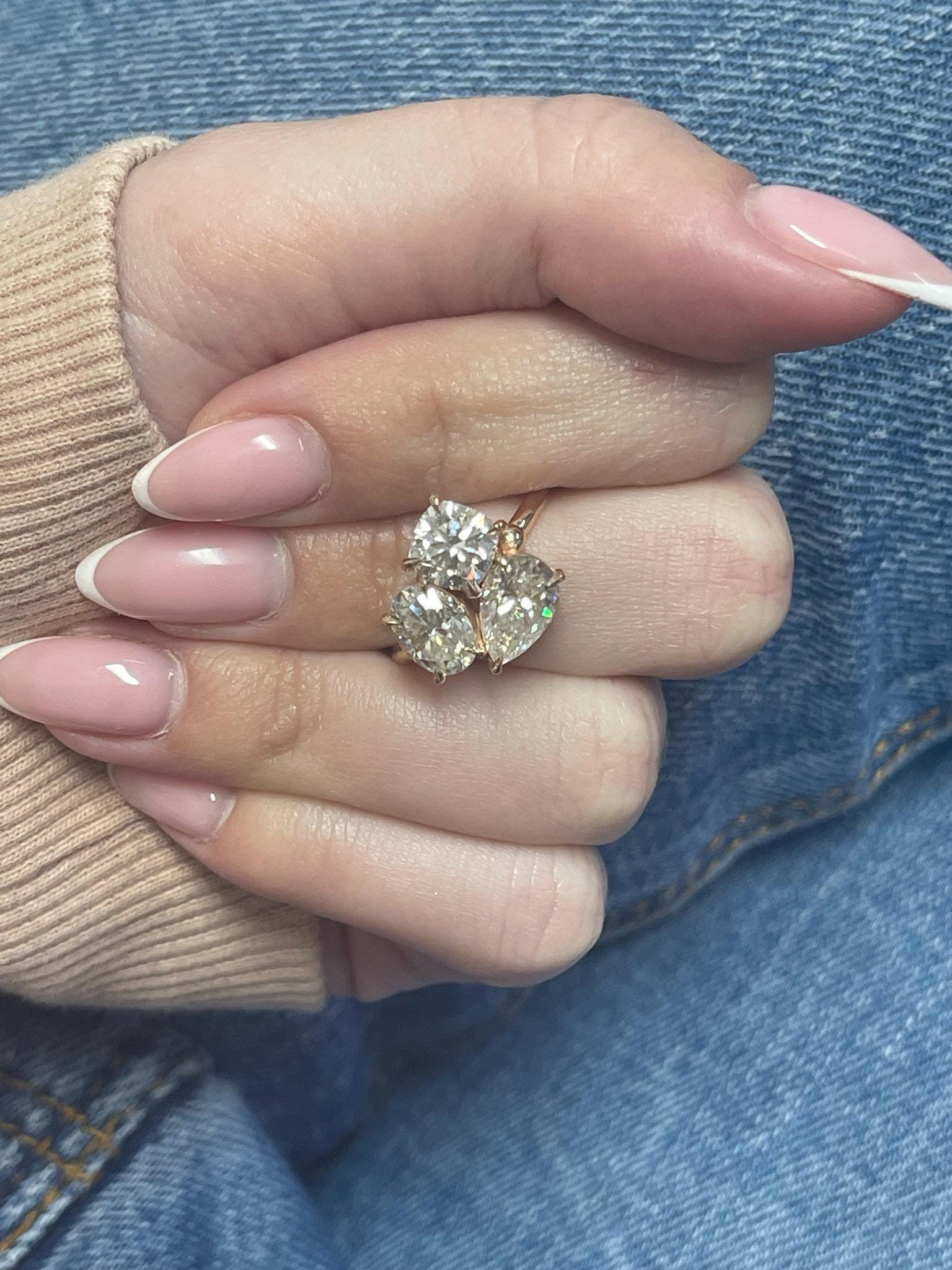 Unique 3ctw Three-stone Engagement Ring – 1ct Each of Oval