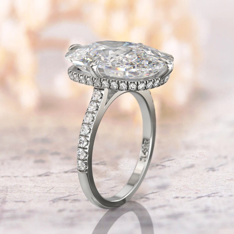 Elongated Cushion Cut Moissanite Engagement Ring Custom Etsy