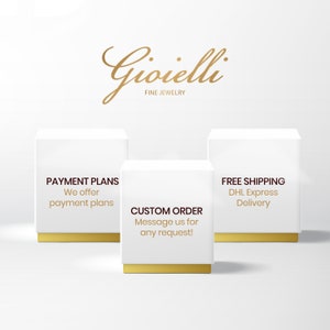 May include: Three white boxes with gold trim, each with a different message. The first box says "Payment Plans We offer payment plans". The second box says "Custom Order Message us for any request!". The third box says "Free Shipping DHL Express Delivery".
