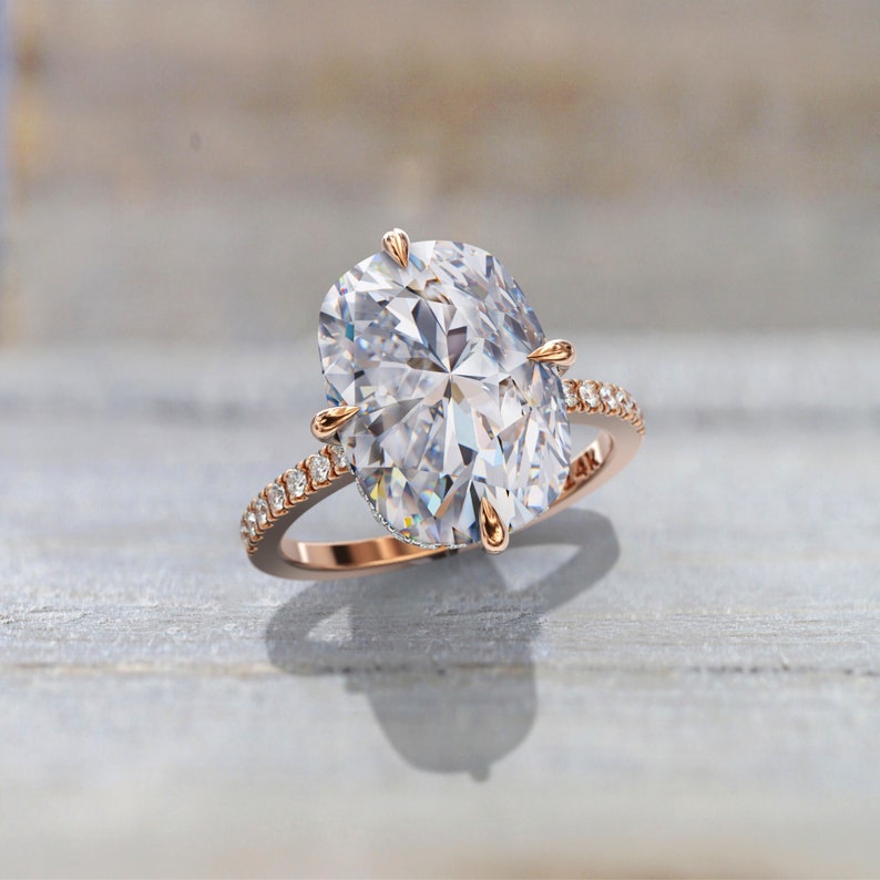 Elongated cushion cut moissanite engagement ring Custom Etsy