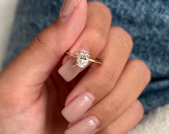 0.5 ct delicate oval moissanite solitaire ring, 14\18K Solid Gold