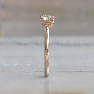 White Sapphire Engagement Ring 4 Prong 1CT Round Solitaire 14k Solid Rose Gold minimalist Ring image 8