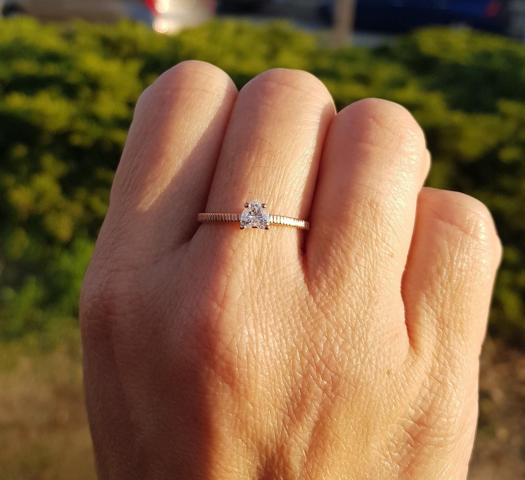 Buy Moissanite Engagement Ring Heart Shape Carat Prong Solitaire Ring  14k Rose Gold Art Deco Ring Online in India