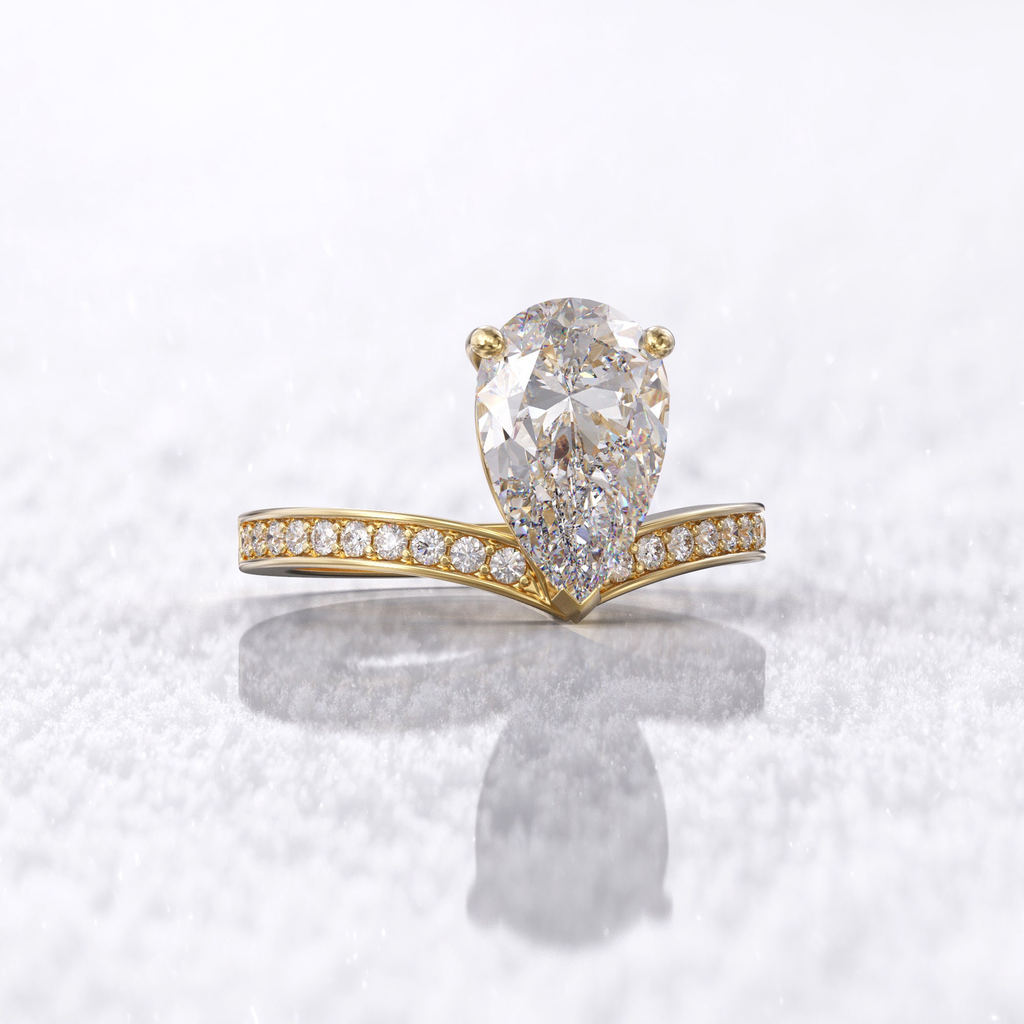 18k モアサナイト ペアシェイプ2ct リング 11号 ペアカットのエンゲージリング 2 ct ペアシェイプ