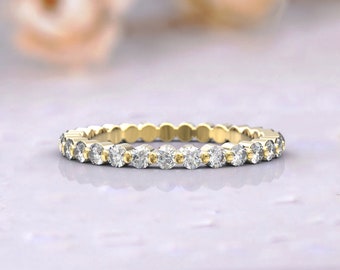 diamond Eternity ring,  2mm thin band Wedding Bands Women, 14\18k solid gold