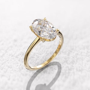 3ct Oval Moissanite Engagement Ring – 12x8mm in 14K/18K Solid Gold – 1.5mm Low Profile ring