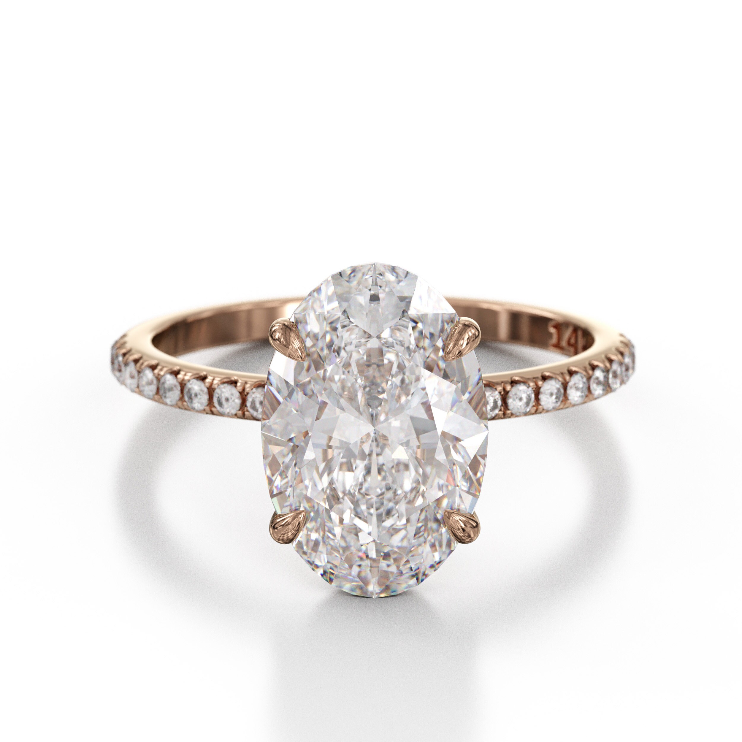 3ct Moissanite Oval Engagement Ring, 12x8mm Oval Moissanite