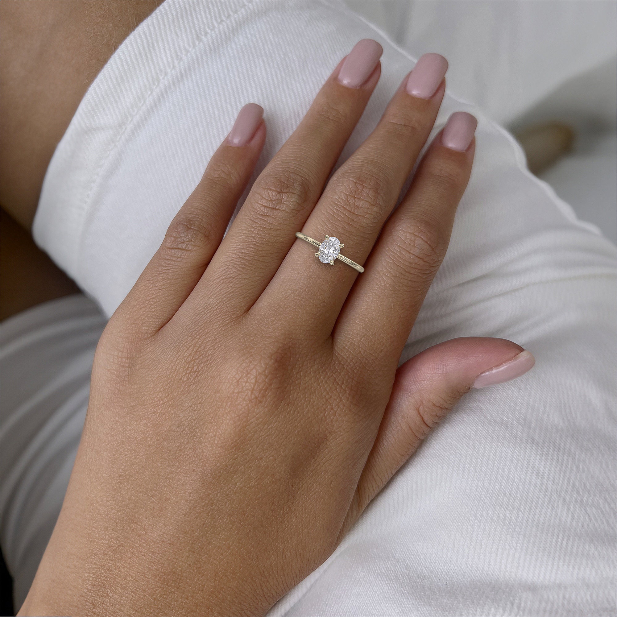 Elegant 0.8 Carat Oval Diamond Solitaire IGI Certified 1.3mm Thin Band Ring Etsy