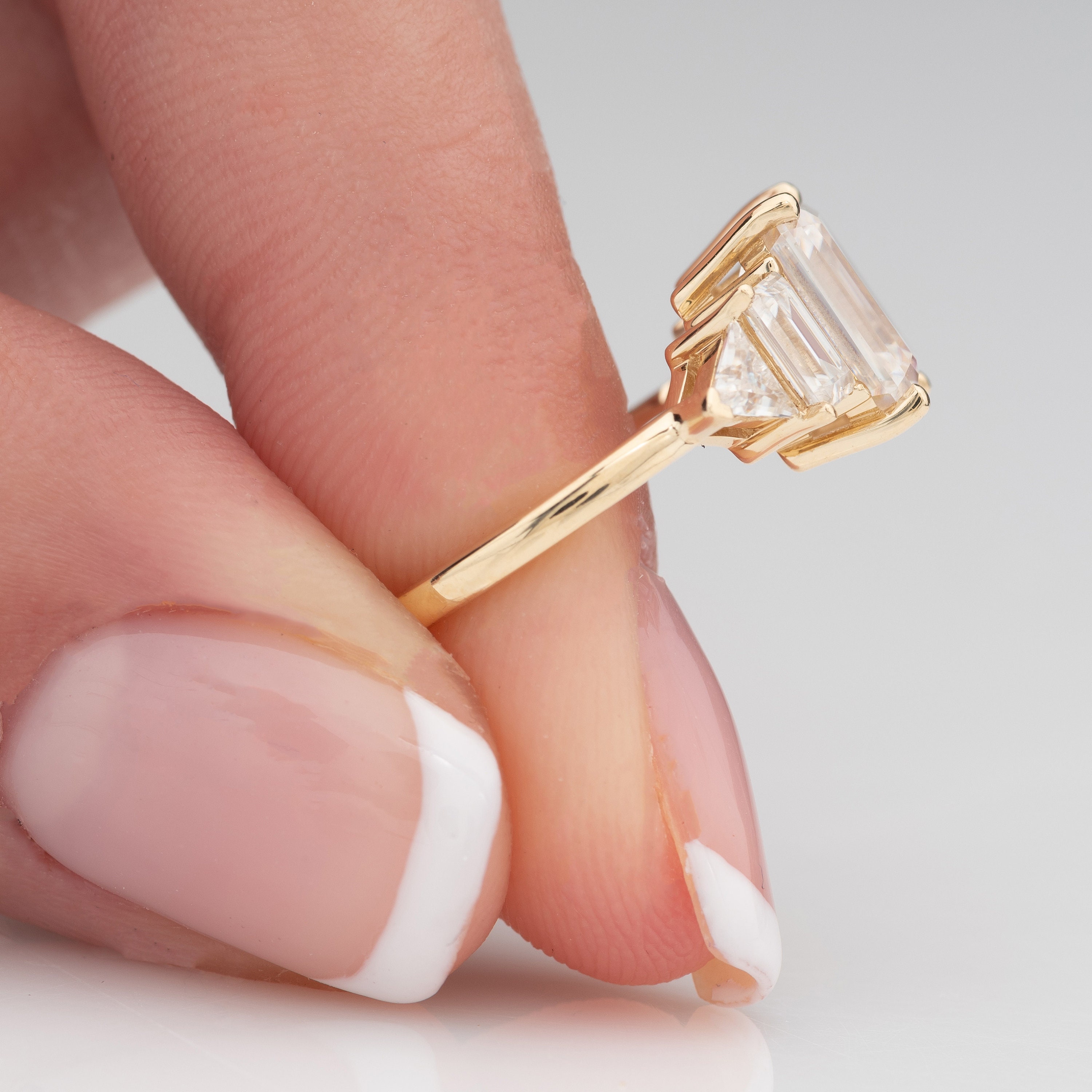 Five Stone Unique Engagement Ring, 2.5ct Emerald Cut