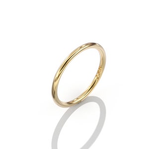 14k gold wedding band ring Stacking Ring Matching Wedding Band Stackable Ring Set 1.5 mm thin band simple wedding band