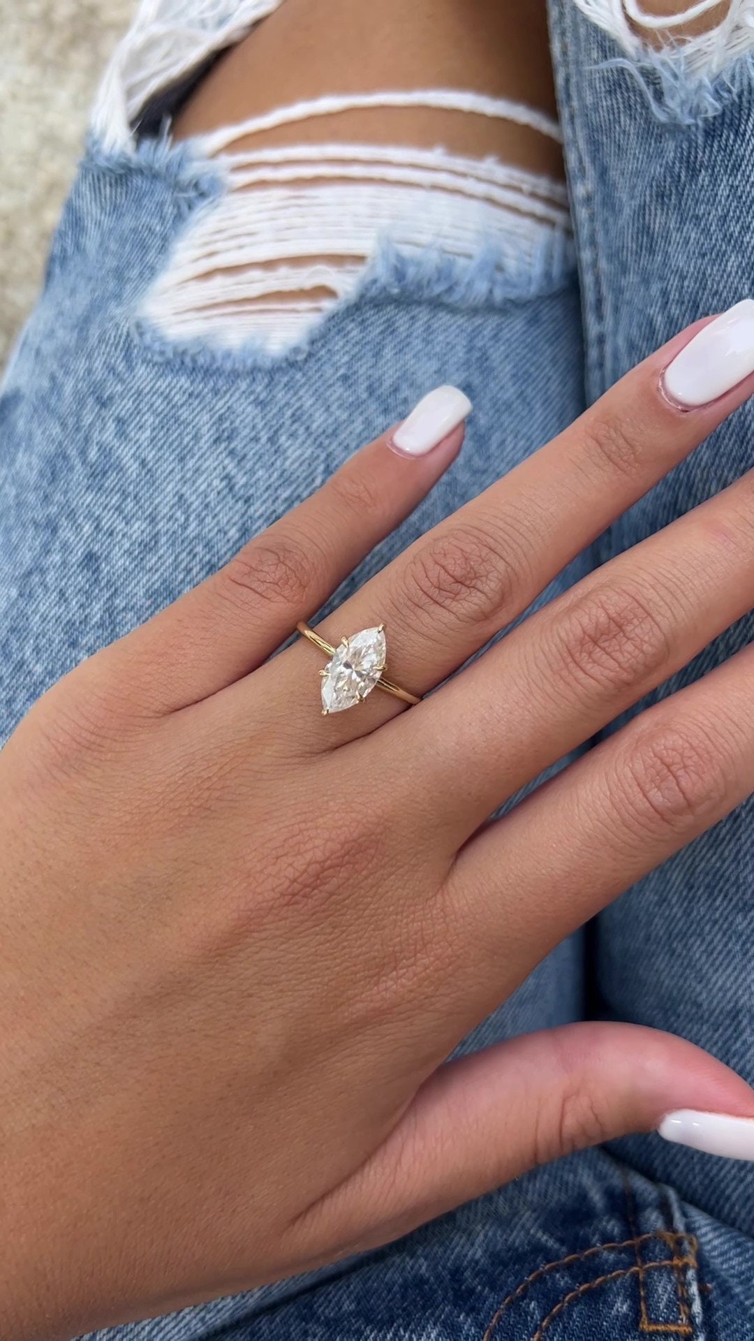 Buy 2ct Diamond Marquise Hidden Halo Engagement Ring, IGI CERTIFIED Lab  Diamond, 14\18k Online in India