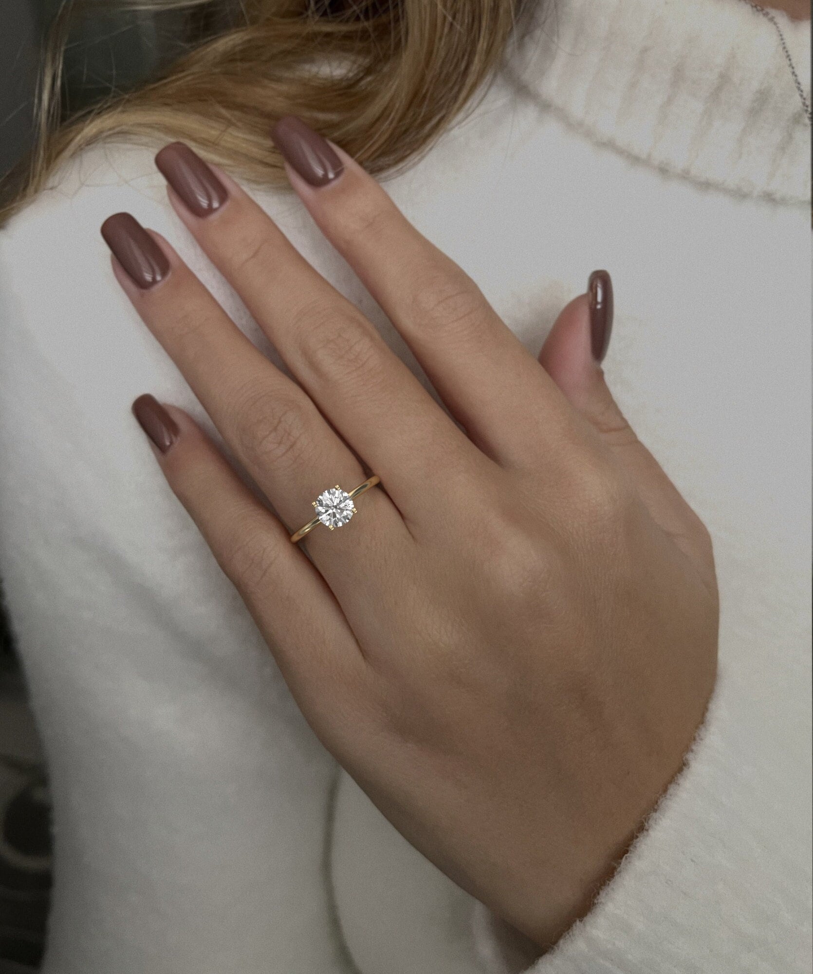 1ct Lab Diamond IGI CERTIFIED solitaire engagement ring, minimalist 14\18k