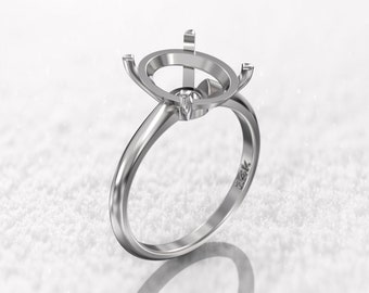Semi mount 14k white gold ring Settings Only Custom Celebrity 14x10mm oval Settings 7 carat Oval Engagement Ring