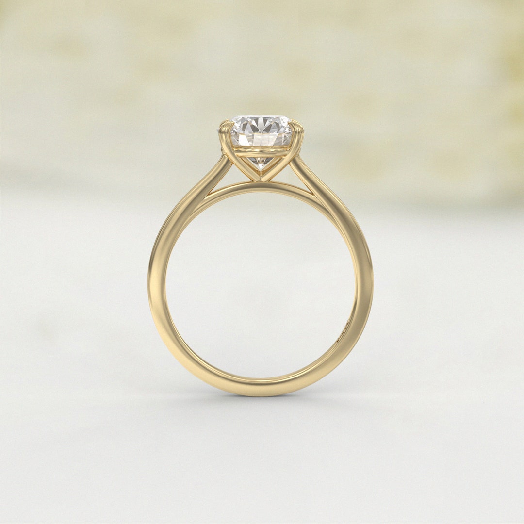 1ct Moissanite Engagement Ring Solitaire 14K/18K Gold, Cathedral Design ...