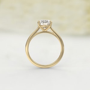 1ct Moissanite Engagement Ring Solitaire – 14K/18K Gold, Cathedral Design, 4-Prong Setting