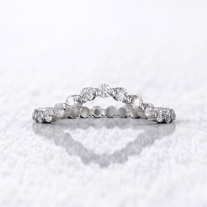 Elegant 14K Rose Gold Eternity Band Ring with Moissanite Stones