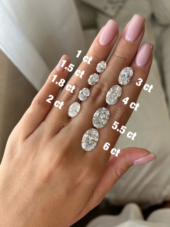 Diamond Size Comparison Carat Oval Diamond Ring On Hand Helena