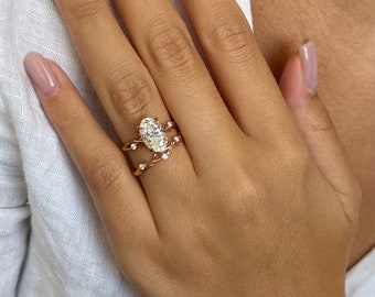 Diamond engagement ring set, 2 carat oval LAB diamond, Nature Twig Ring, 14K/18K gold, IGI CERTIFIED