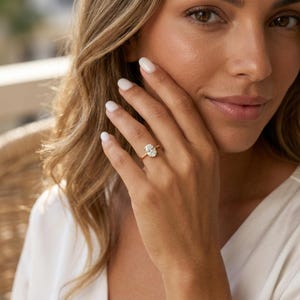 Minimalist Engagement Rings For Women, thin Oval Solitaire Moissanite 0.5ct up to 1.5ct Thin Ring