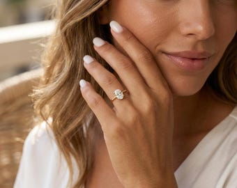 Minimalist Engagement Rings For Women, thin Oval Solitaire Moissanite 0.5ct up to 1.5ct Thin Ring