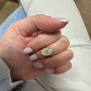 3ct Oval Moissanite Engagement Ring – 12x8mm in 14K/18K Solid Gold – 1.5mm Low Profile ring